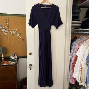 Saks Fifth Avenue Linen Maxi Wrap Dress in Navy, Size Small